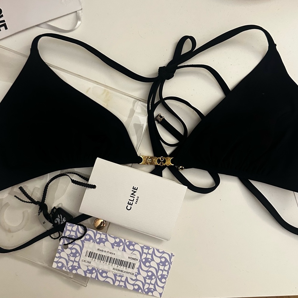 Celine Black Triangle Bikini Top